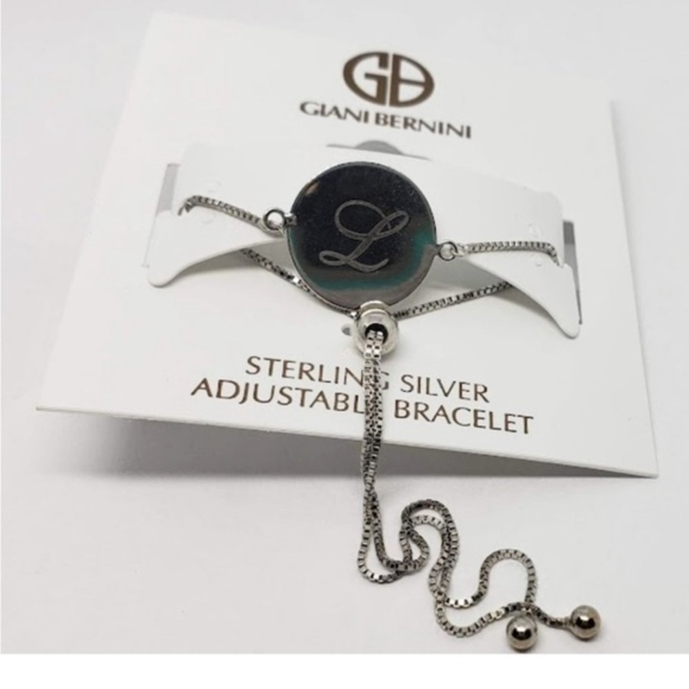Giani Bernini Sterling Silver
Initial " L" engraved disc bolo adj  bracelet
